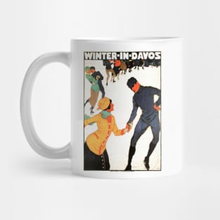 Winter in Davos Switzerland Swiss Ice Skating Vintage Mug